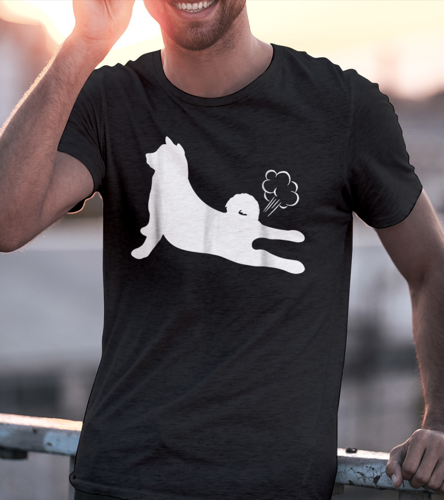 Funny Akita Farting Fart Dog Silhouette With Farts T-Shirt