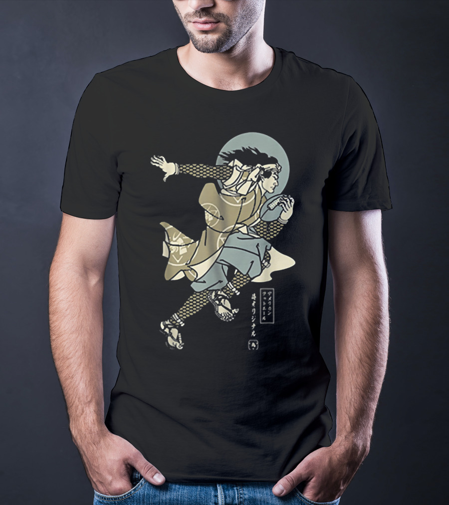 Funny American Football Samurai Running With Ball Japan T-Shirt