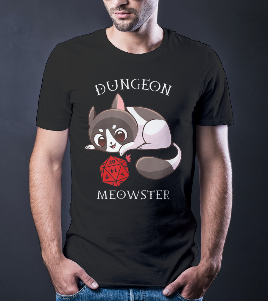 Dungeon Meowster Nerd RPG Table Top Funny Cat T-Shirt