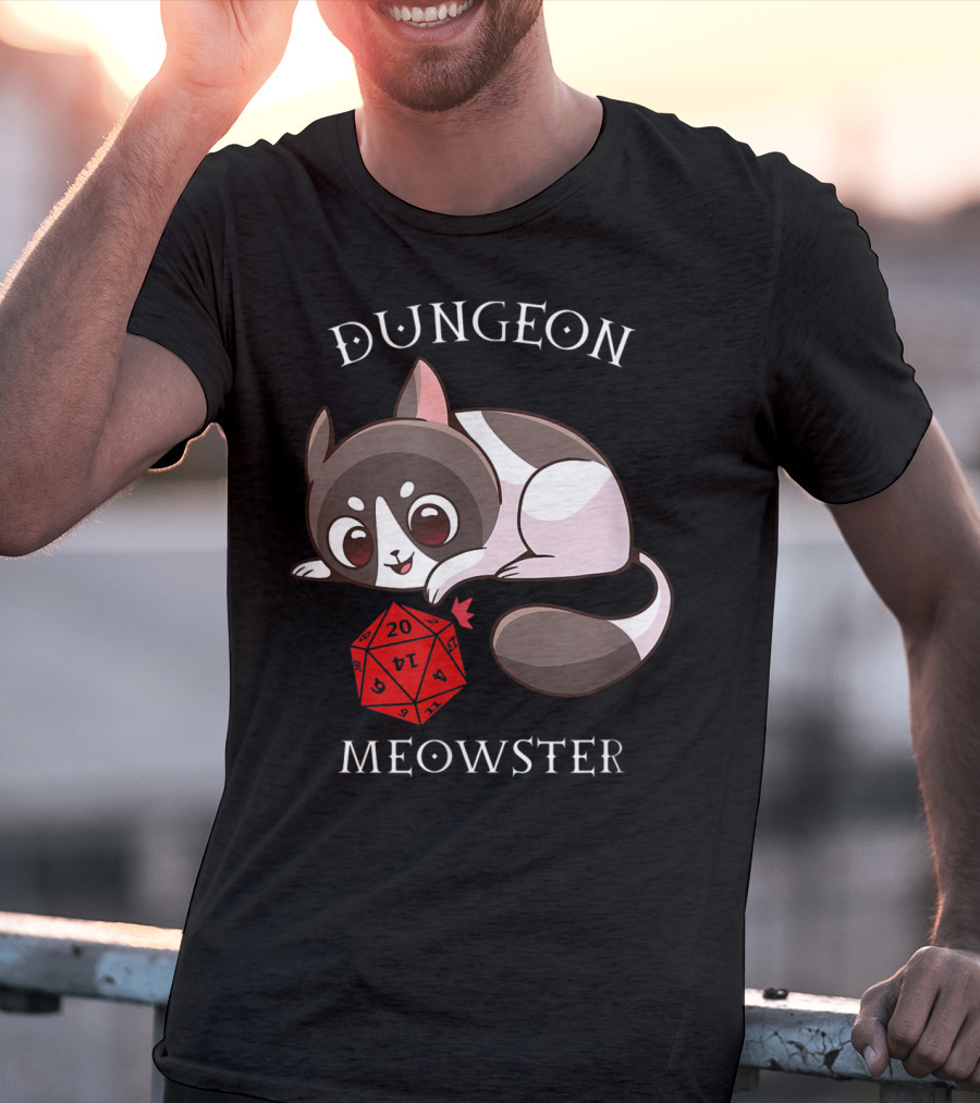 Dungeon Meowster Nerd RPG Table Top Funny Cat T-Shirt