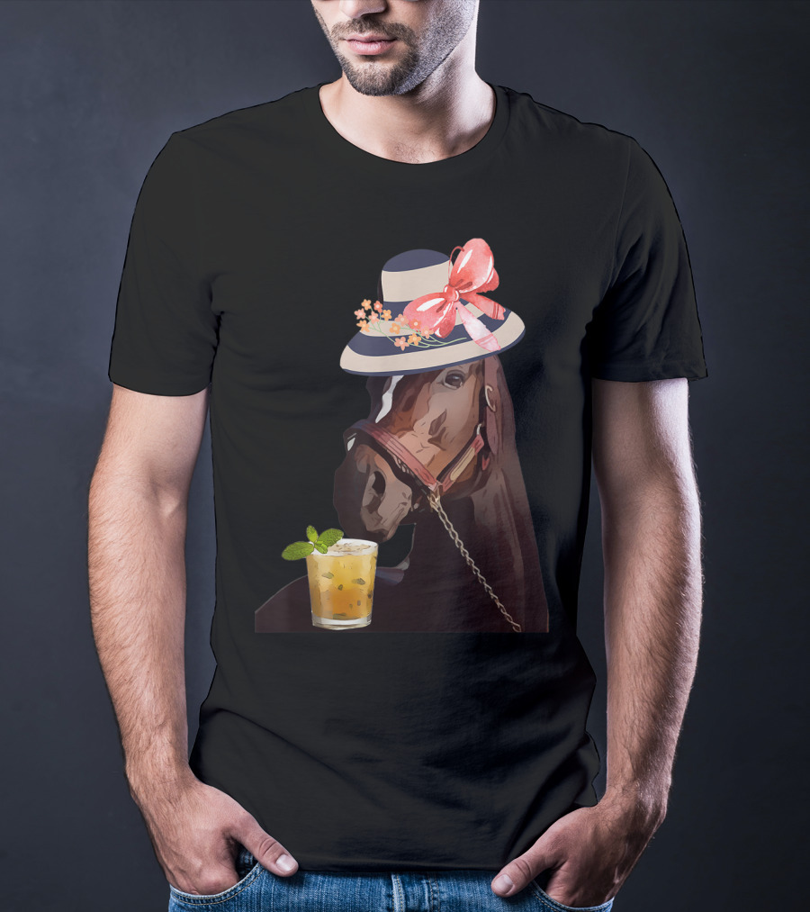 Dapper Horse With Hat And Mint Julep At Funny Derby Party T-Shirt