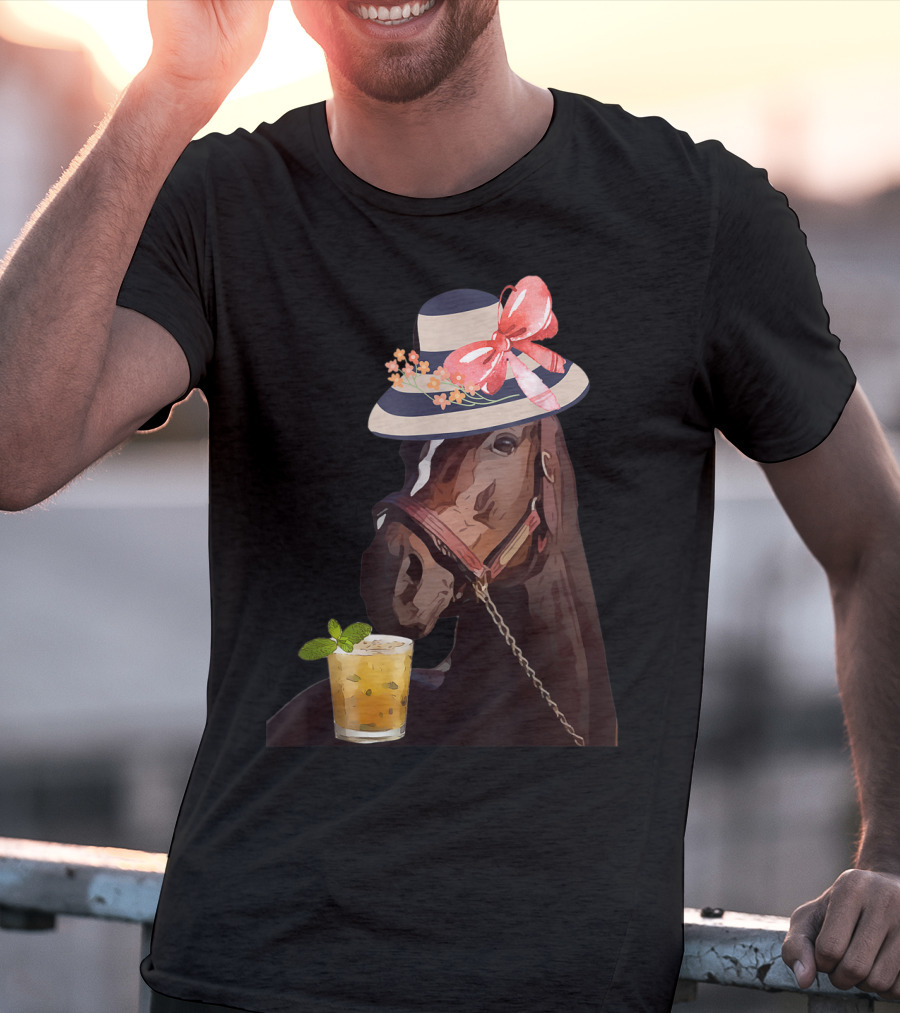Dapper Horse With Hat And Mint Julep At Funny Derby Party T-Shirt