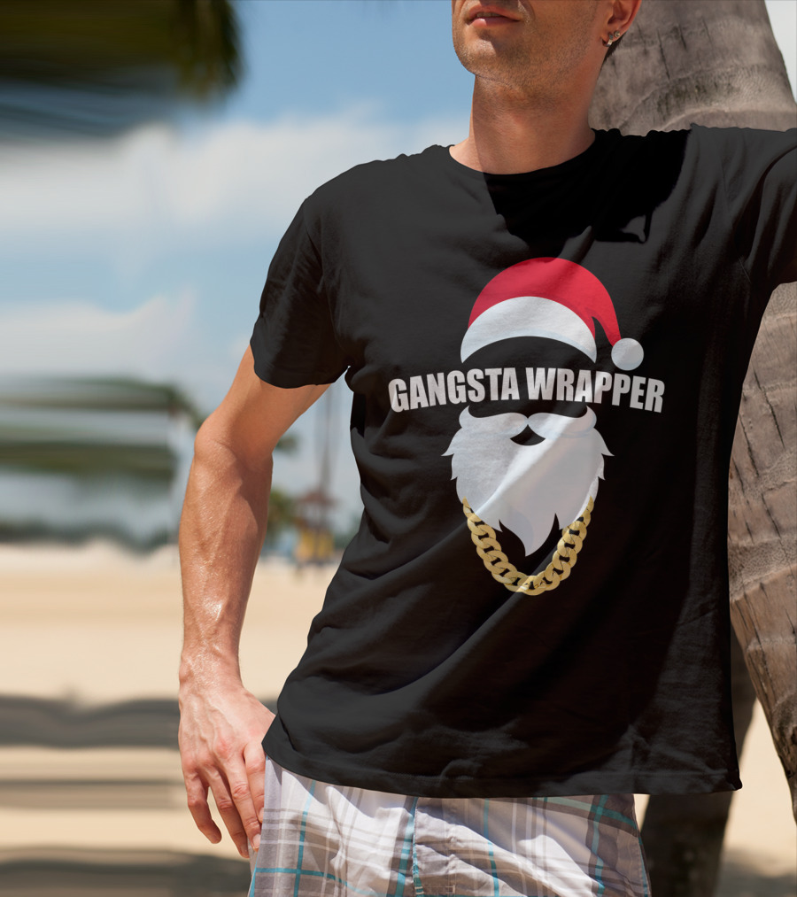 Gangsta Wrapper Santa Hat Beard Chain T-Shirt