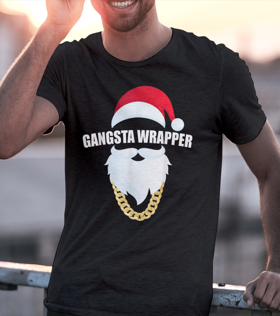 Gangsta Wrapper Santa Hat Beard Chain T-Shirt