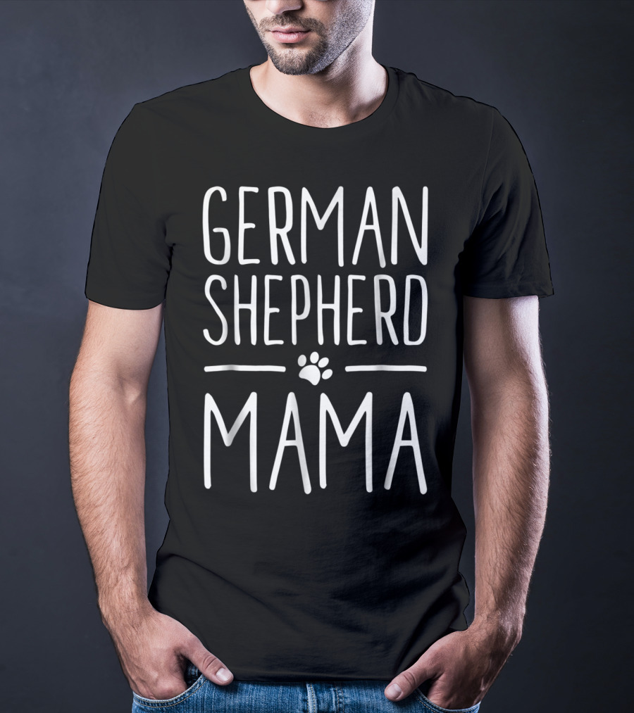 German Shepherd Mama Dog Paw Print Fun Cute Puppy T-Shirt