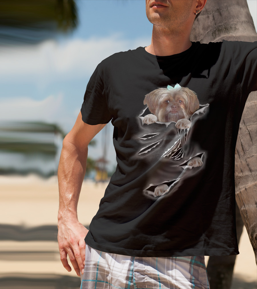 Glen Mcdaniel Torn Pocket Dog Scratch Peeking Pup T-Shirt