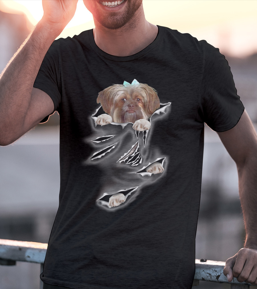 Glen Mcdaniel Torn Pocket Dog Scratch Peeking Pup T-Shirt