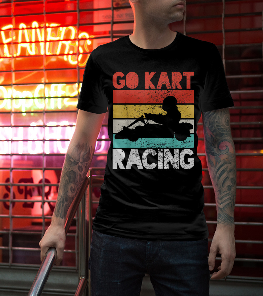 GO KART RACING Retro Stripes T-Shirt