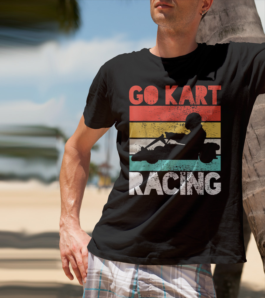 GO KART RACING Retro Stripes T-Shirt