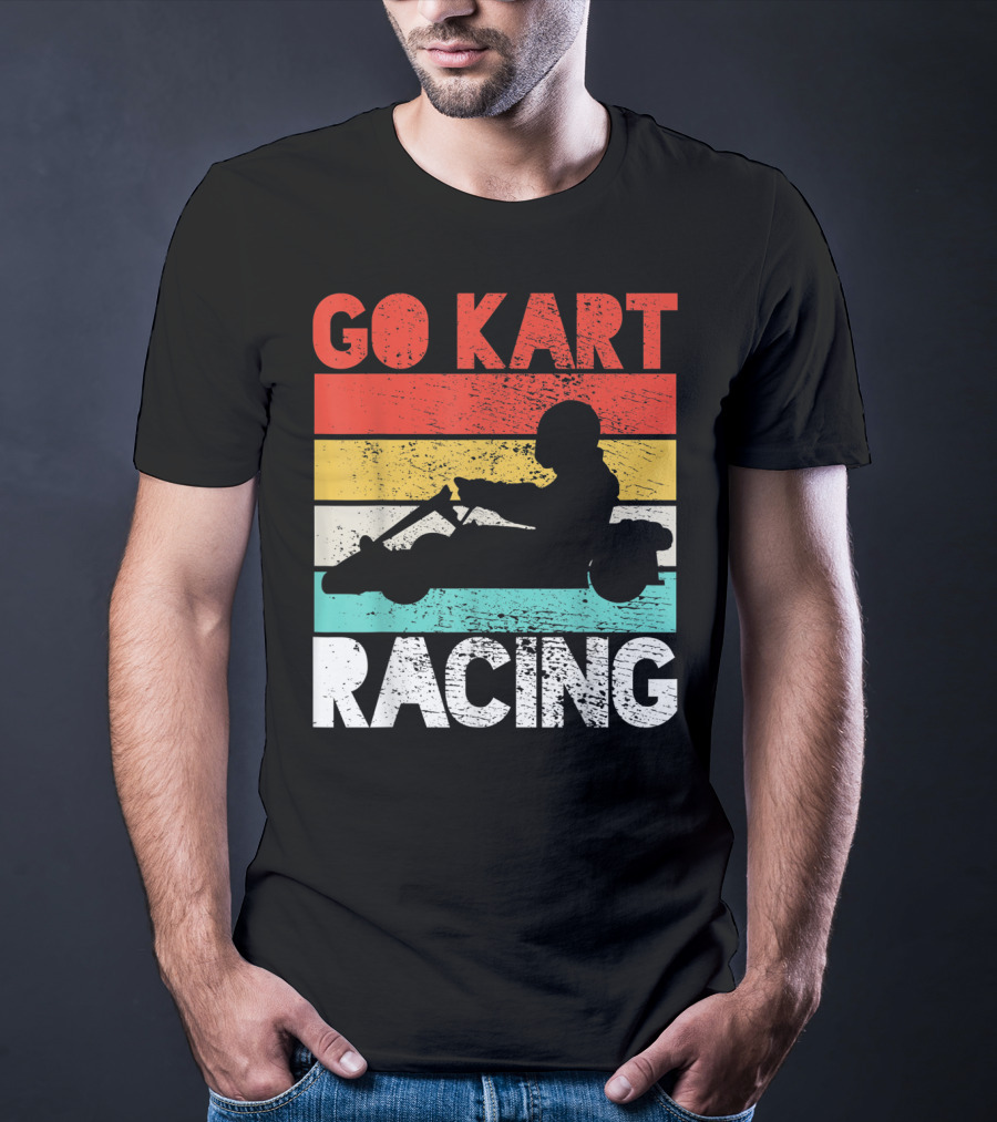 GO KART RACING Retro Stripes T-Shirt