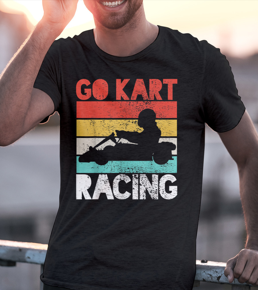 GO KART RACING Retro Stripes T-Shirt