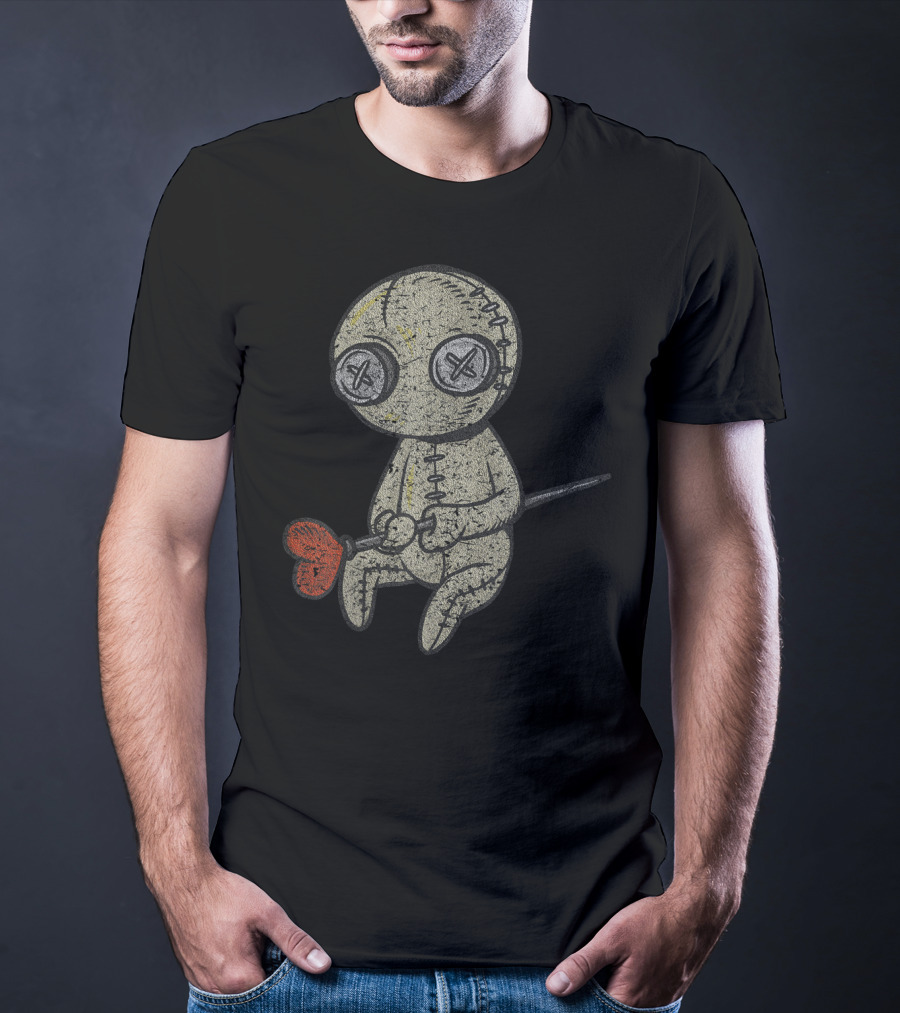 Halloween Heartbroken Suffering Sewed Doll With Red Heart T-Shirt