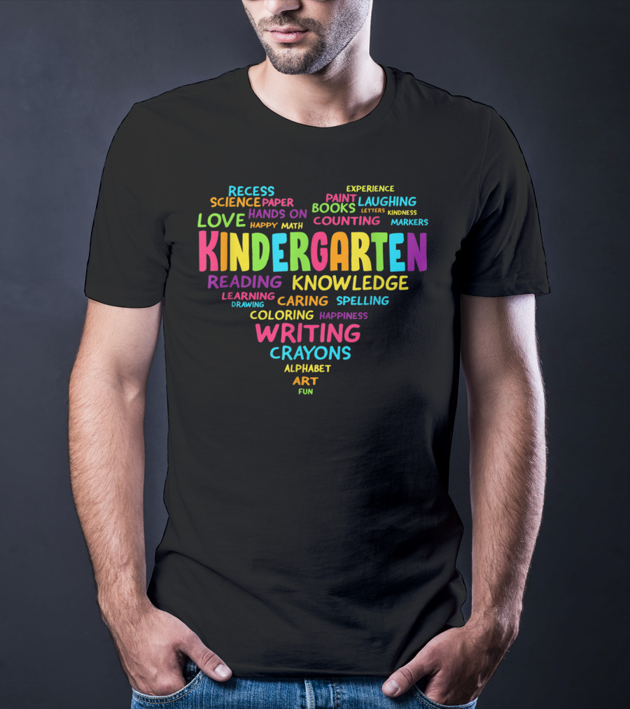 Heart Kindergarten Reading Writing Knowledge Recess Science Art Fun T-Shirt