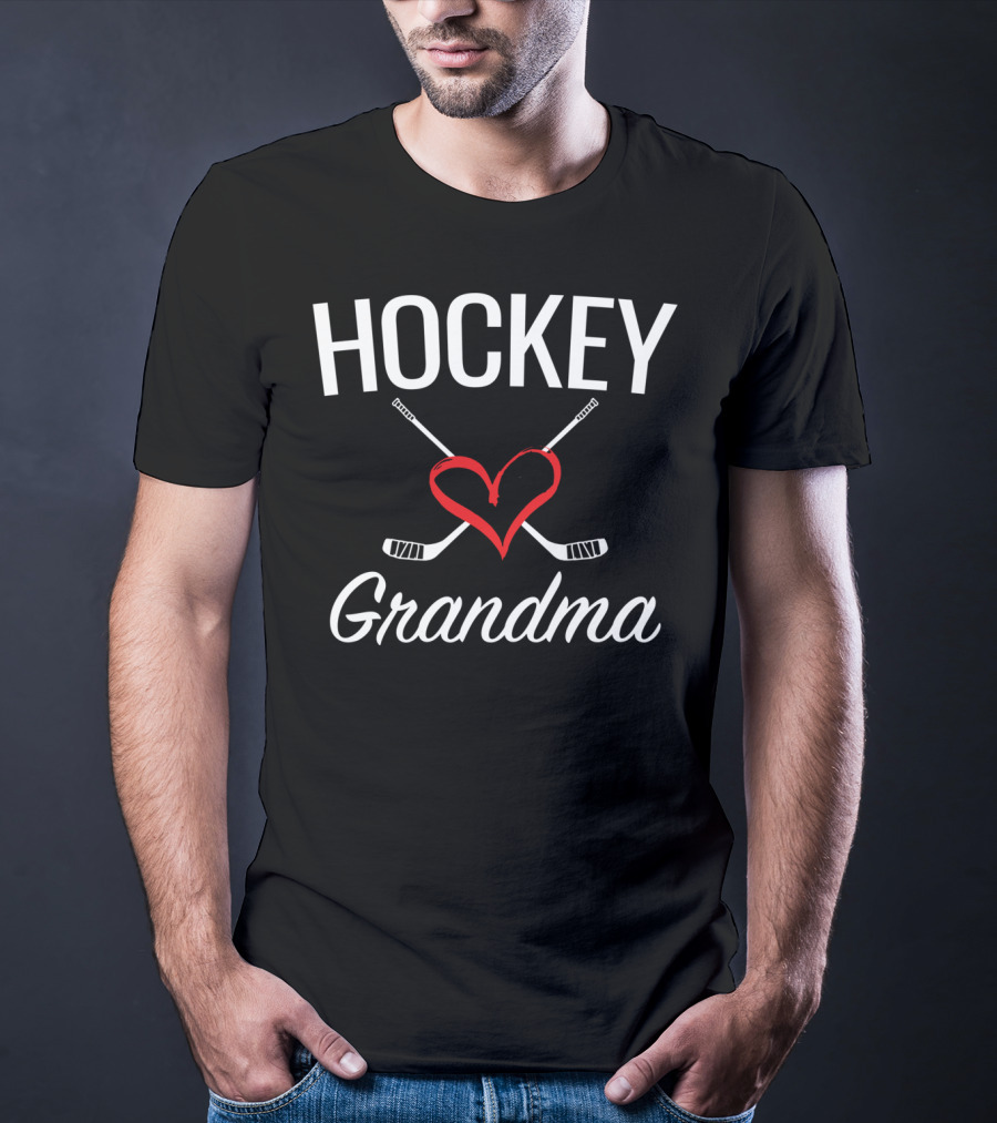 Hockey Grandma Heart And Hockey Sticks T-Shirt