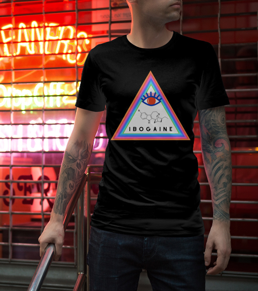 Ibogaine Molecular Structure Rainbow Triangle With Eye T-Shirt