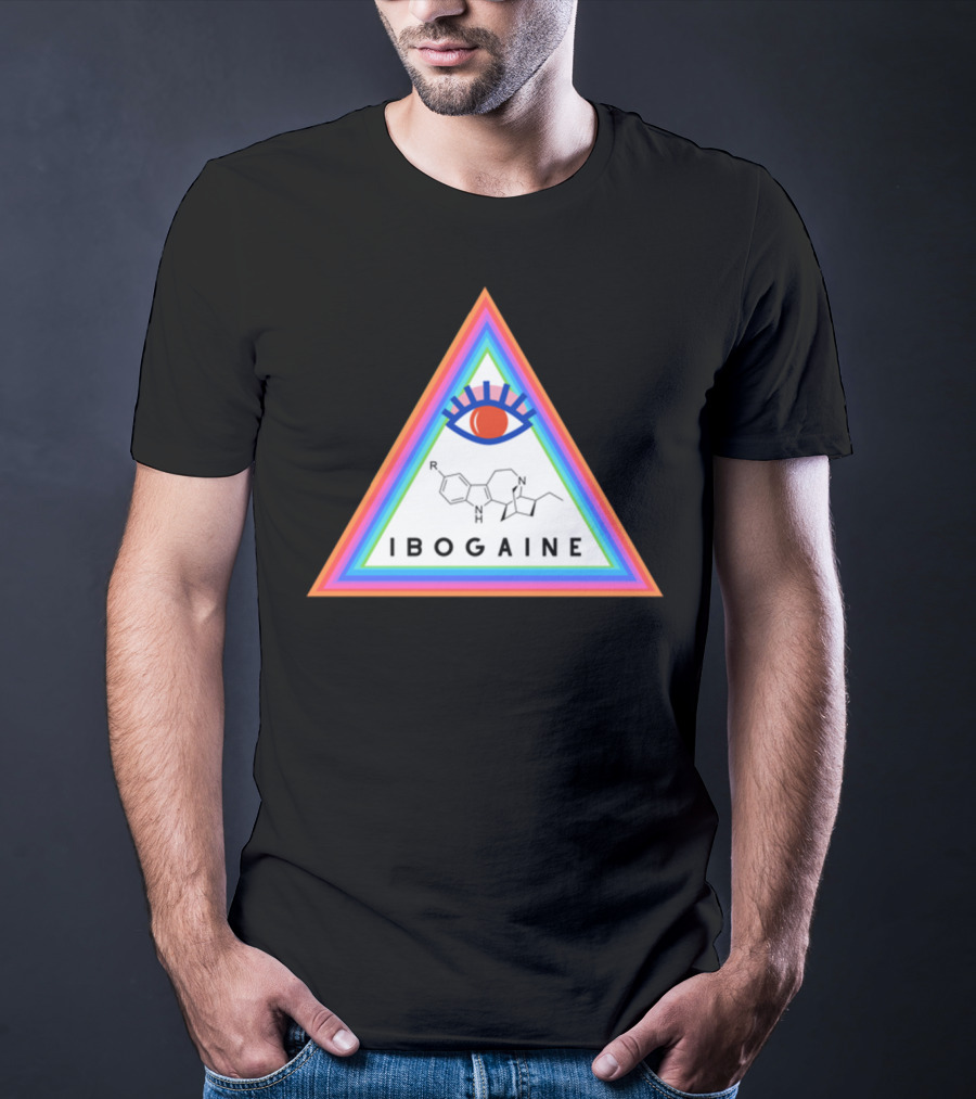 Ibogaine Molecular Structure Rainbow Triangle With Eye T-Shirt