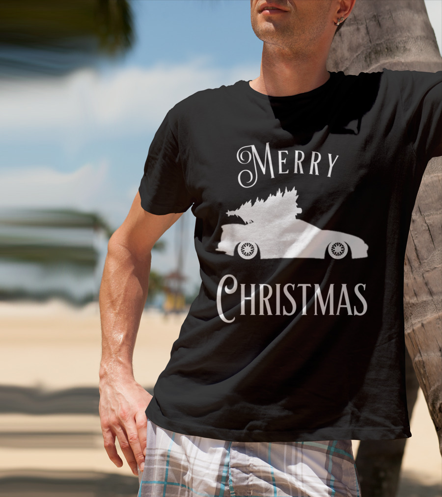 Merry Christmas Tree On Lowered Car T-Shirt