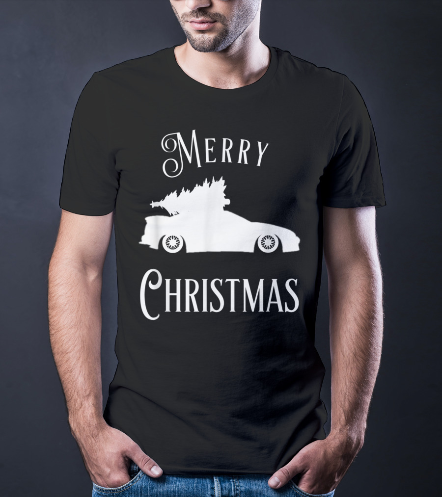 Merry Christmas Tree On Lowered Car T-Shirt