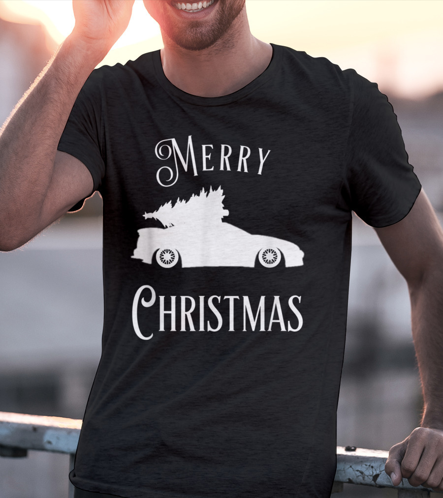 Merry Christmas Tree On Lowered Car T-Shirt