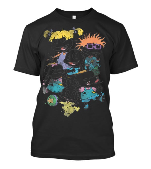 Rugrats Baby Group Watercolor Characters With Bright Outfits And Playful Expressions T-Shirt