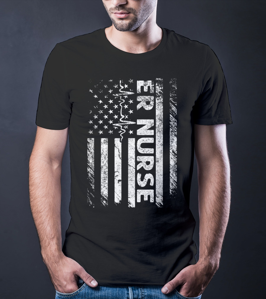 ER Nurse Classic Distressed Flag T-Shirt