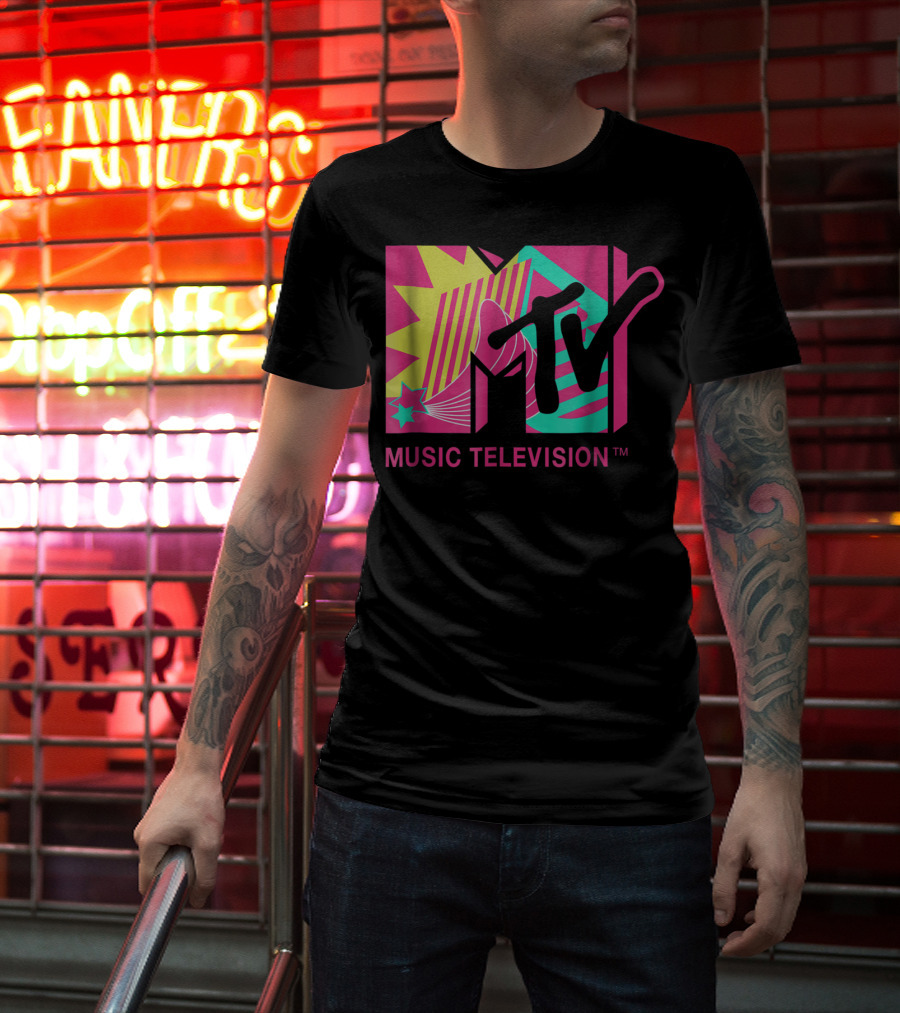 MTV Music Television Retro Pink And Teal T-Shirt