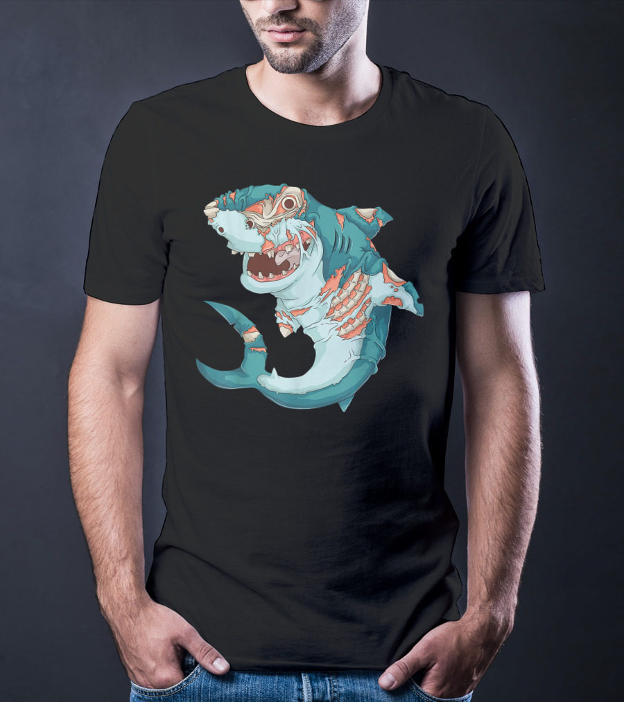 Cool Shark Zombie Funny Lazy Halloween T-Shirt