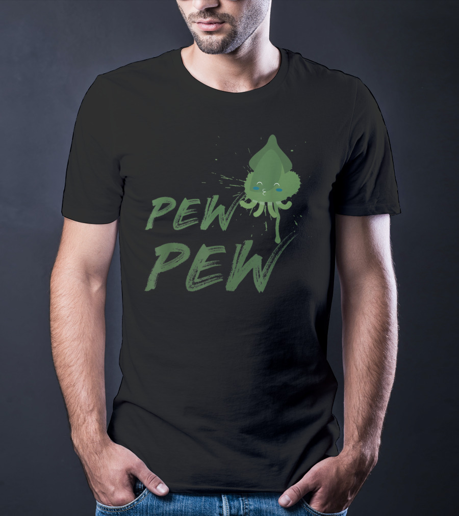 Pew Pew Cute Spitting Ink Squid Seafood Lovers T-Shirt