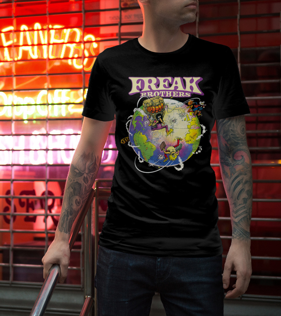 Freak Brothers World Adventures With Cartoon Characters T-Shirt
