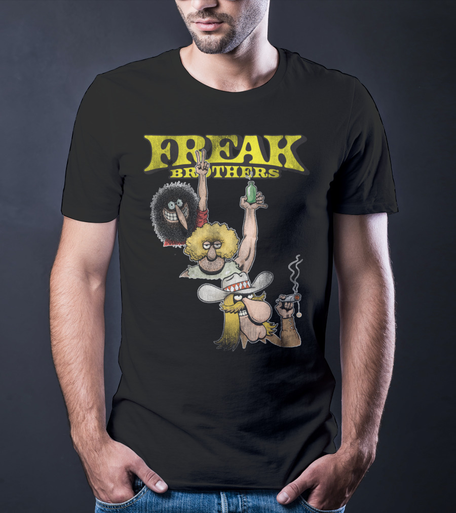 Freak Brothers Three Freaks Peace Cigar And Bottle T-Shirt