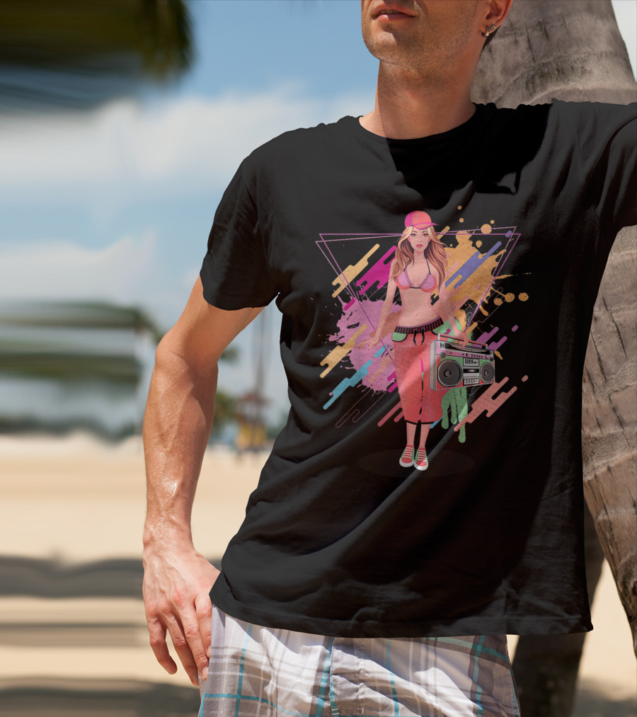 Freestyle Music Street Hip Hop Crew Boombox Girl T-Shirt