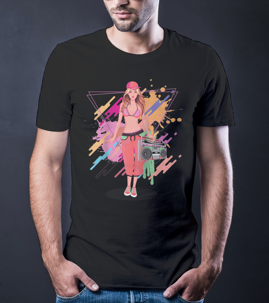 Freestyle Music Street Hip Hop Crew Boombox Girl T-Shirt