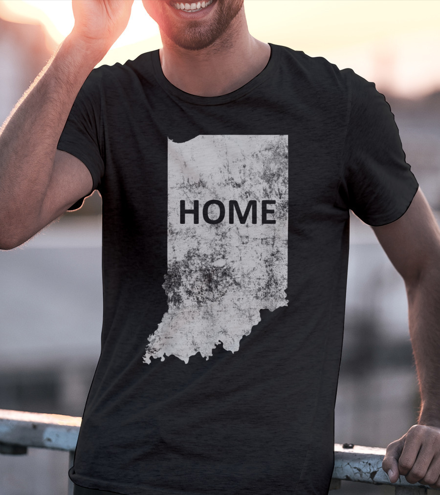 Indiana Home State Grunge Text Map T-Shirt