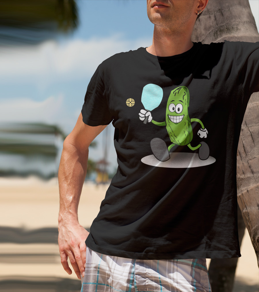 Funny Pickleball Pickle Playing Paddle Sports T-Shirt