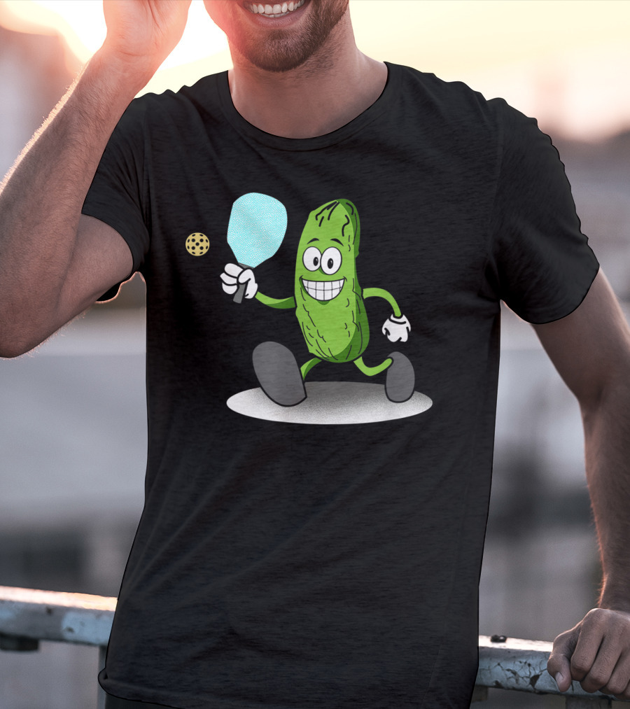 Funny Pickleball Pickle Playing Paddle Sports T-Shirt