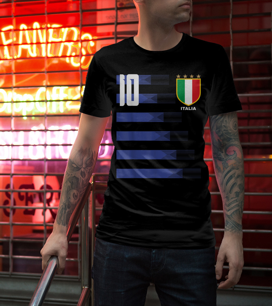 Italia Calcio Soccer Shirt Italian Flag Icon Number 10 T-Shirt