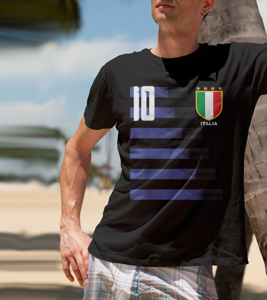 Italia Calcio Soccer Shirt Italian Flag Icon Number 10 T-Shirt