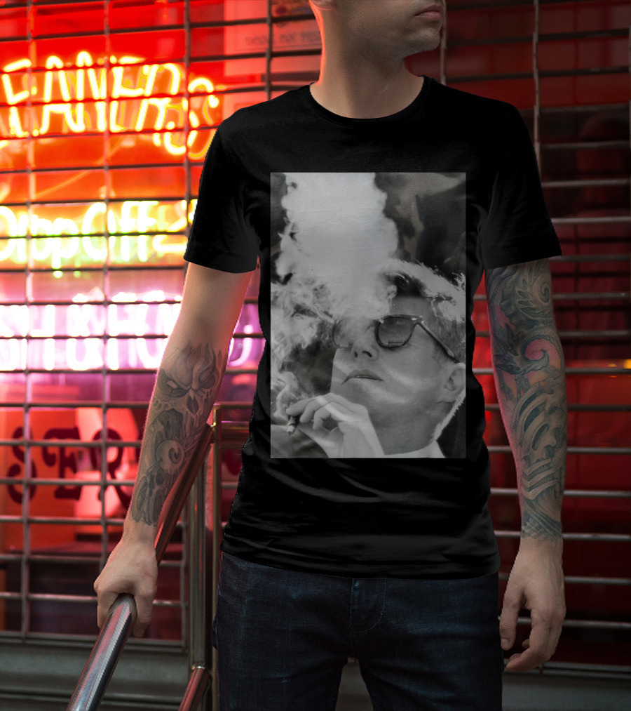 JFK Smoking With Shades John Kennedy Iconic Cigar Image T-Shirt