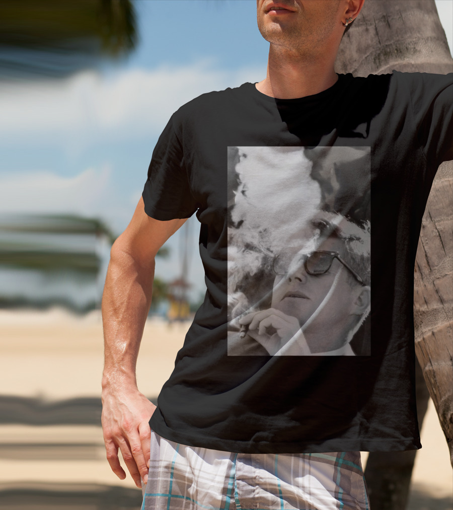 JFK Smoking With Shades John Kennedy Iconic Cigar Image T-Shirt