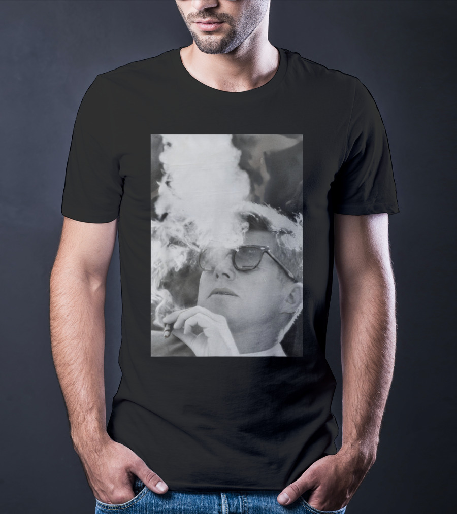 JFK Smoking With Shades John Kennedy Iconic Cigar Image T-Shirt