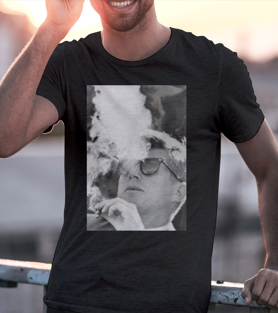JFK Smoking With Shades John Kennedy Iconic Cigar Image T-Shirt
