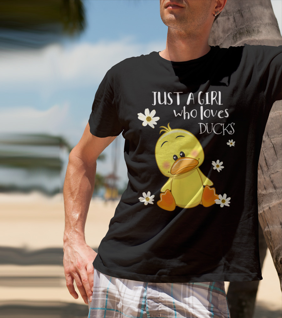 Just A Girl Who Loves Ducks Cute Duck Lover With Flowers T-Shirt