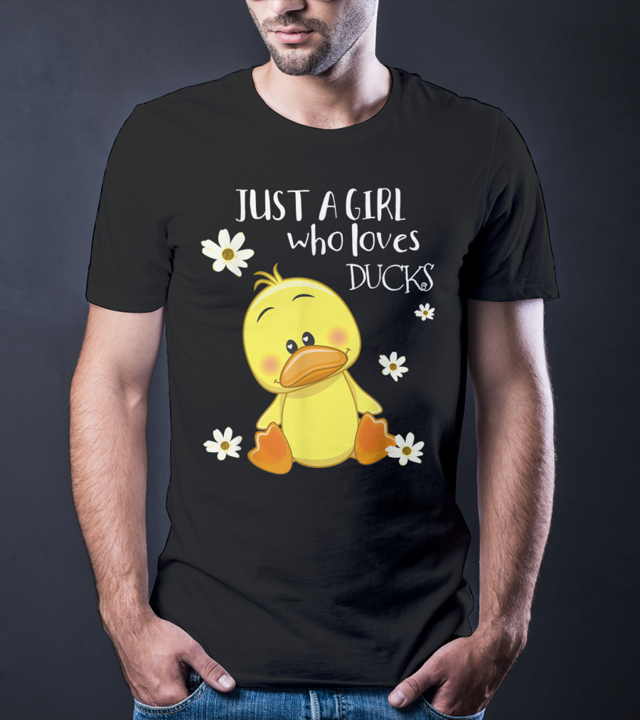Just A Girl Who Loves Ducks Cute Duck Lover With Flowers T-Shirt