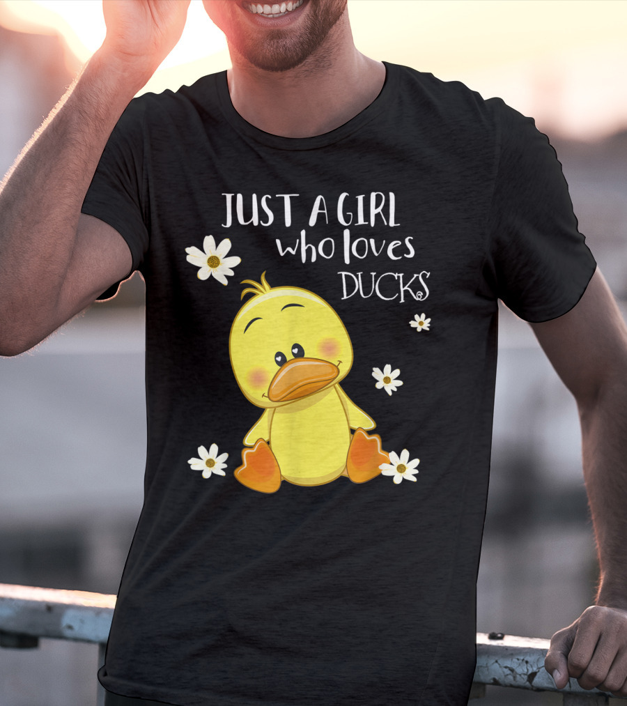 Just A Girl Who Loves Ducks Cute Duck Lover With Flowers T-Shirt