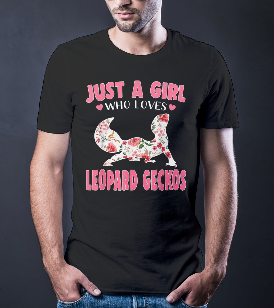 Just A Girl Who Loves Leopard Geckos Floral Heart T-Shirt