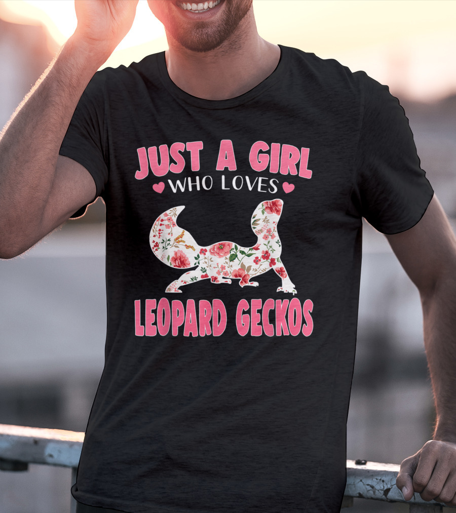 Just A Girl Who Loves Leopard Geckos Floral Heart T-Shirt