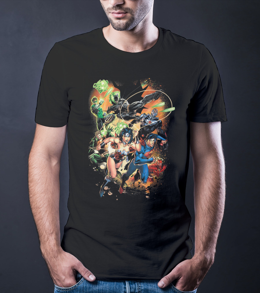 Justice League Battle Ready Heroes In Action T-Shirt