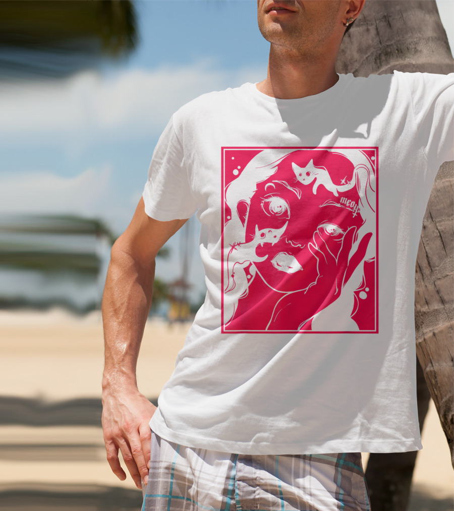 Kawaii Soft Grunge Egirl Aesthetic Harajuku Meow Black Cat Motif T-Shirt