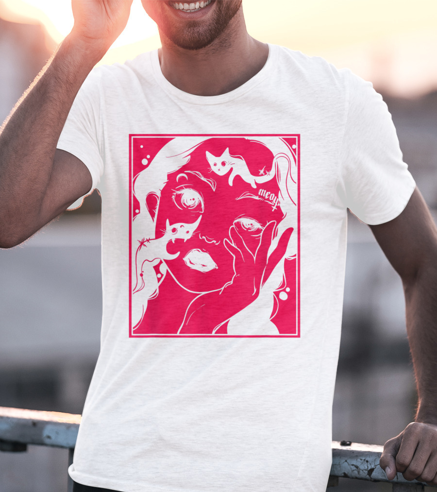 Kawaii Soft Grunge Egirl Aesthetic Harajuku Meow Black Cat Motif T-Shirt