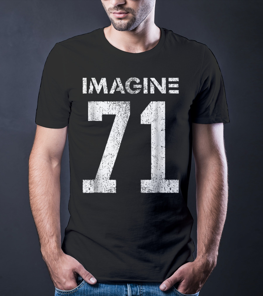 IMAGINE 71 Mens White Retro Style Shirt Sportswear T-Shirt